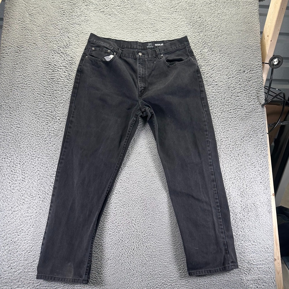 George Jeans Men's 40x32 Black Cotton Denim Straight Dark Wash Workwear Travel